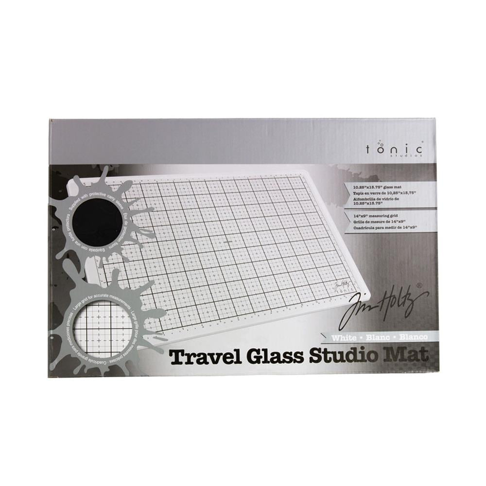 Tim Holtz Tonic studios Travel glass media mat 10.25”x15.5” white