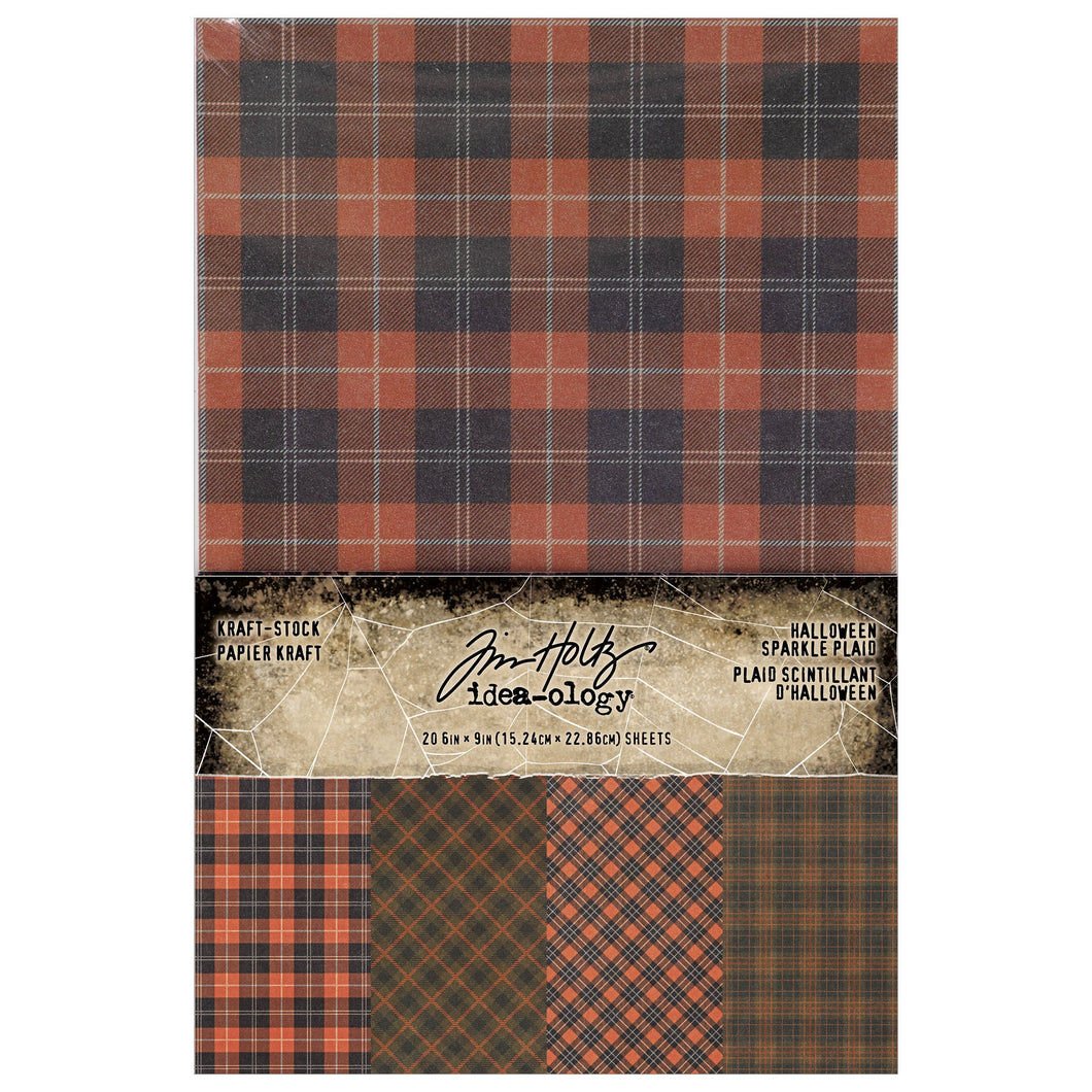 Tim Holtz Idea-ology: Halloween sparkle plaid 2024 Kraft stock